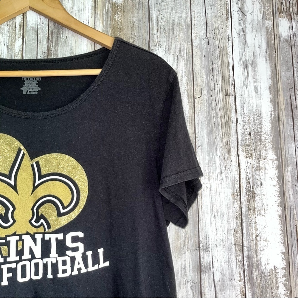 Reebok New Orleans Saints Women’s XL Black Tee NFL Gold Graphic Shirt - Picture 3 of 4